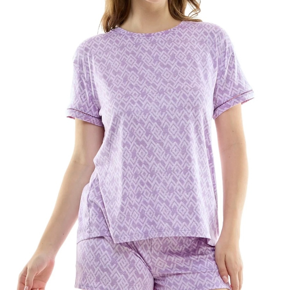 Roudelain Women's 2-Pc. Lilac Printed Short Pajamas Set Size S